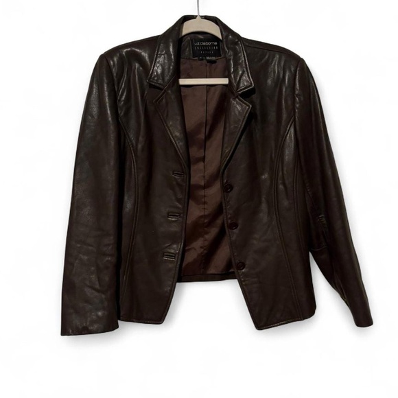 Liz Claiborne Jackets & Blazers - Vintage chocolate brown leather blazer coat fits like a med